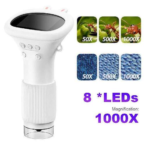 1000X Pocket Microscope for Kids 2 Inch IPS Screen Lab