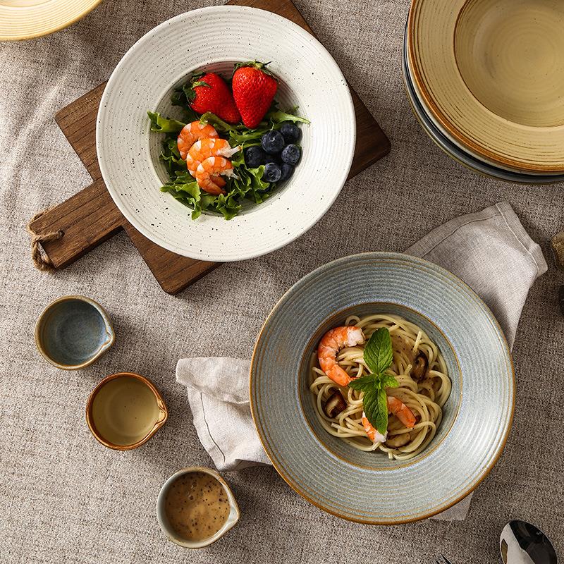 Retro style Ceramic Straw hat plate Deep plate Sauce dish