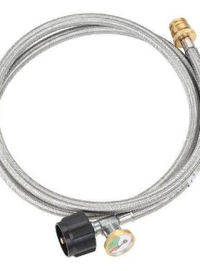 6 FT Stainless Steel Braided Propane Adapter Hose w/Gauge 1