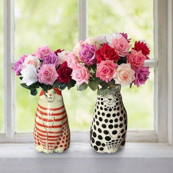 Polka Dot Cat Vase Resin Cat Flower Bud Vase Cat Vase For