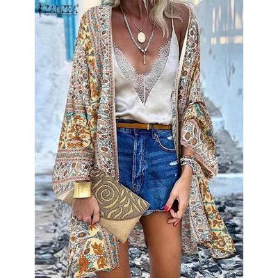 women cardigan boho blouses top casual summer floral beach