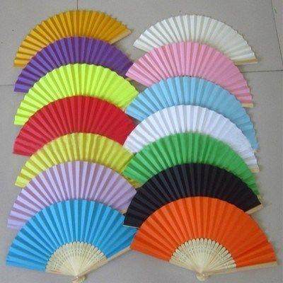 Summer Chinese Hand Paper Fans Pocket Folding Bamboo Fan Wed
