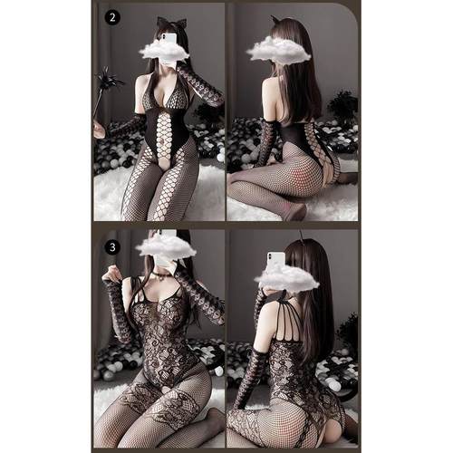 Sexy Open Crotch Bodysuit For Women Erotic Fishnet Mesh