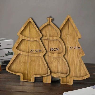 Wooden Christmas Tree Plates Xmas Dried Fruit Snacks Multi G