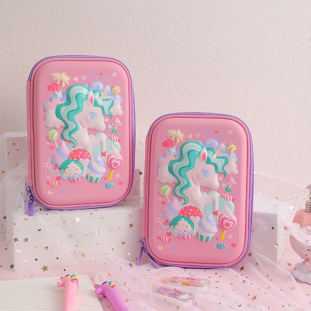 3D EVA Kawaii Unicorn Pencil Box Girl Cute Cartoon Stationer