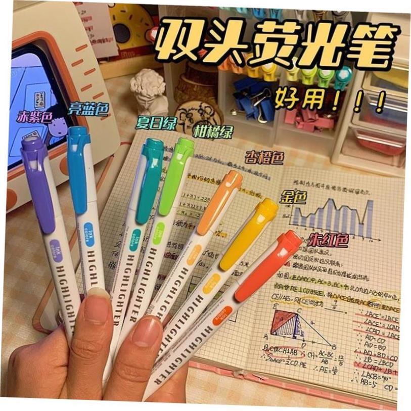 candy color double-headed highlighter marker pen双头荧光笔