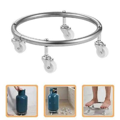 Gas Cylinder Stand Propane Tank Holder Wheels SilverMovable
