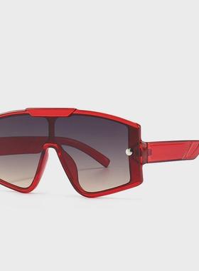 One piece flat top retro oversized frame sunglasses female I