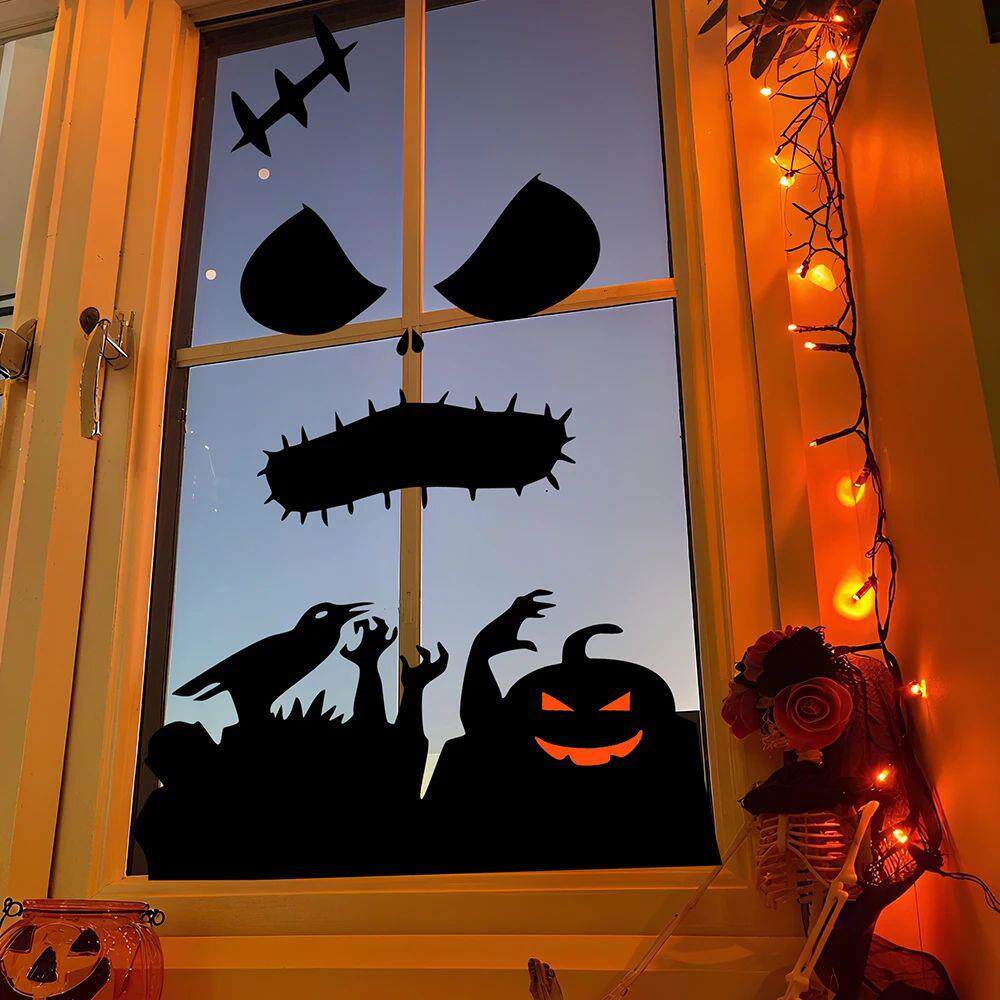 Halloween decorations room door stickers window decor skelet