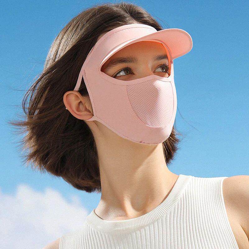Summer Full Face Mask with Brim Sun Protection Breathable Wo