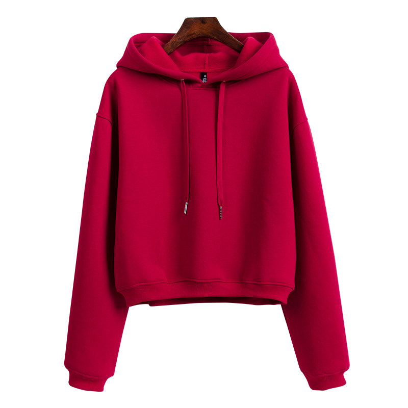 潮牌红色短款连帽卫衣女春秋薄款2025新款爆款洋气时尚小个子上衣