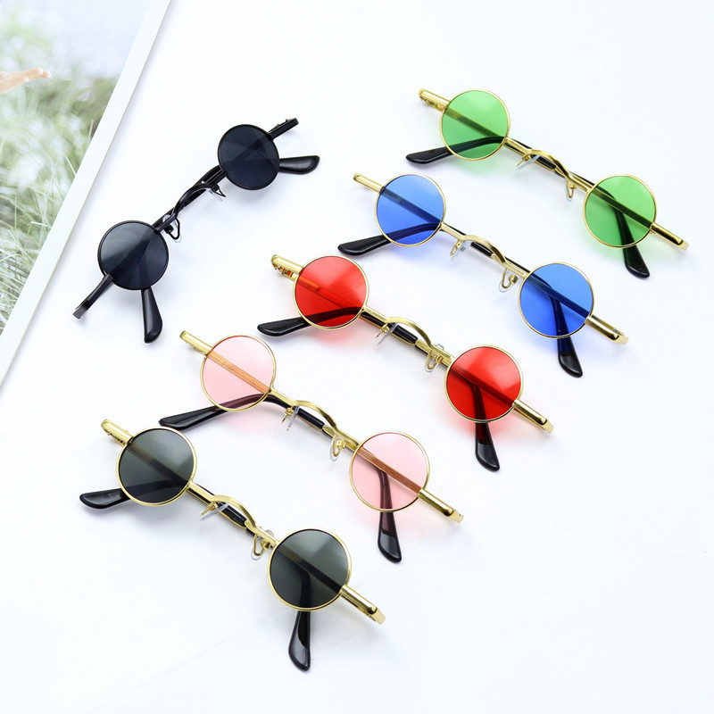 儿童墨镜男童女童复古金属圆框眼镜走秀表演太子镜女宝宝太阳镜潮