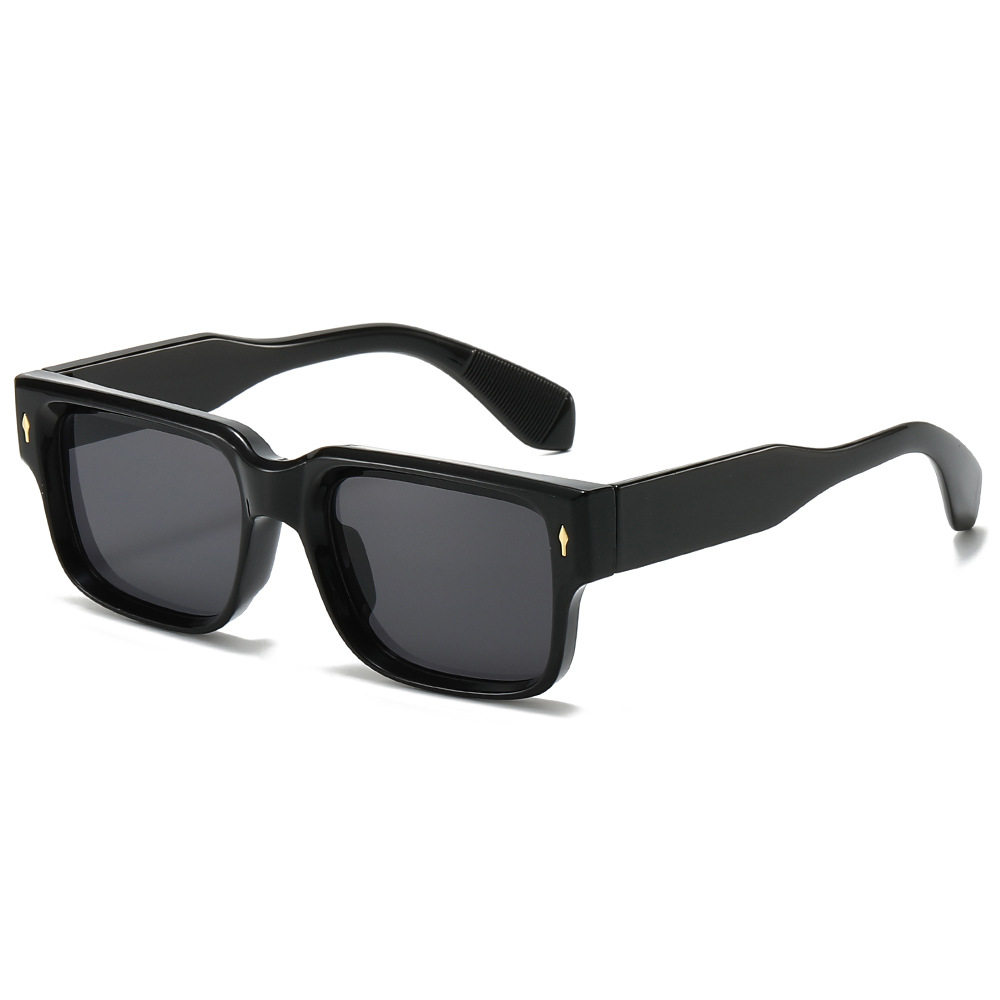 欧美复古潮流方形个性箭头米钉装饰墨镜女ins防紫外线太阳眼镜潮