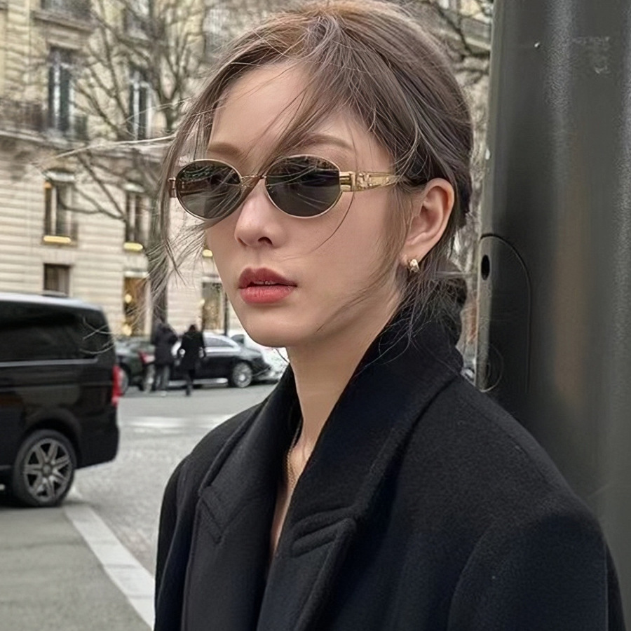 2023新款Lisa同款墨镜女椭圆形法式复古风小红书小框时尚太阳镜