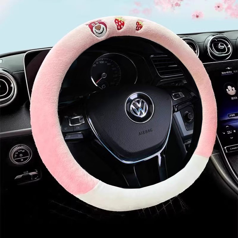 大众POLO朗逸向盘套冬季短毛绒D