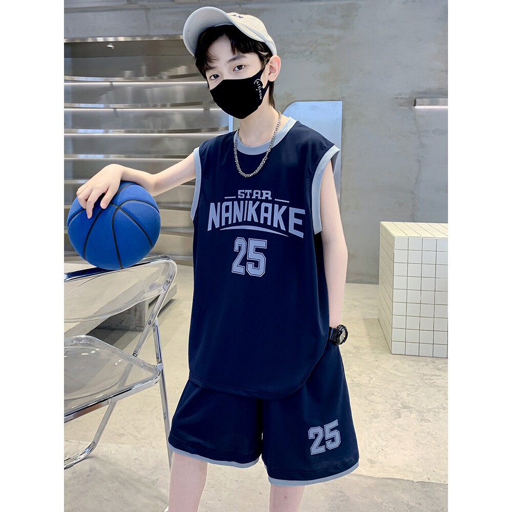 全棉纯棉男童夏季薄款篮球服套装套装