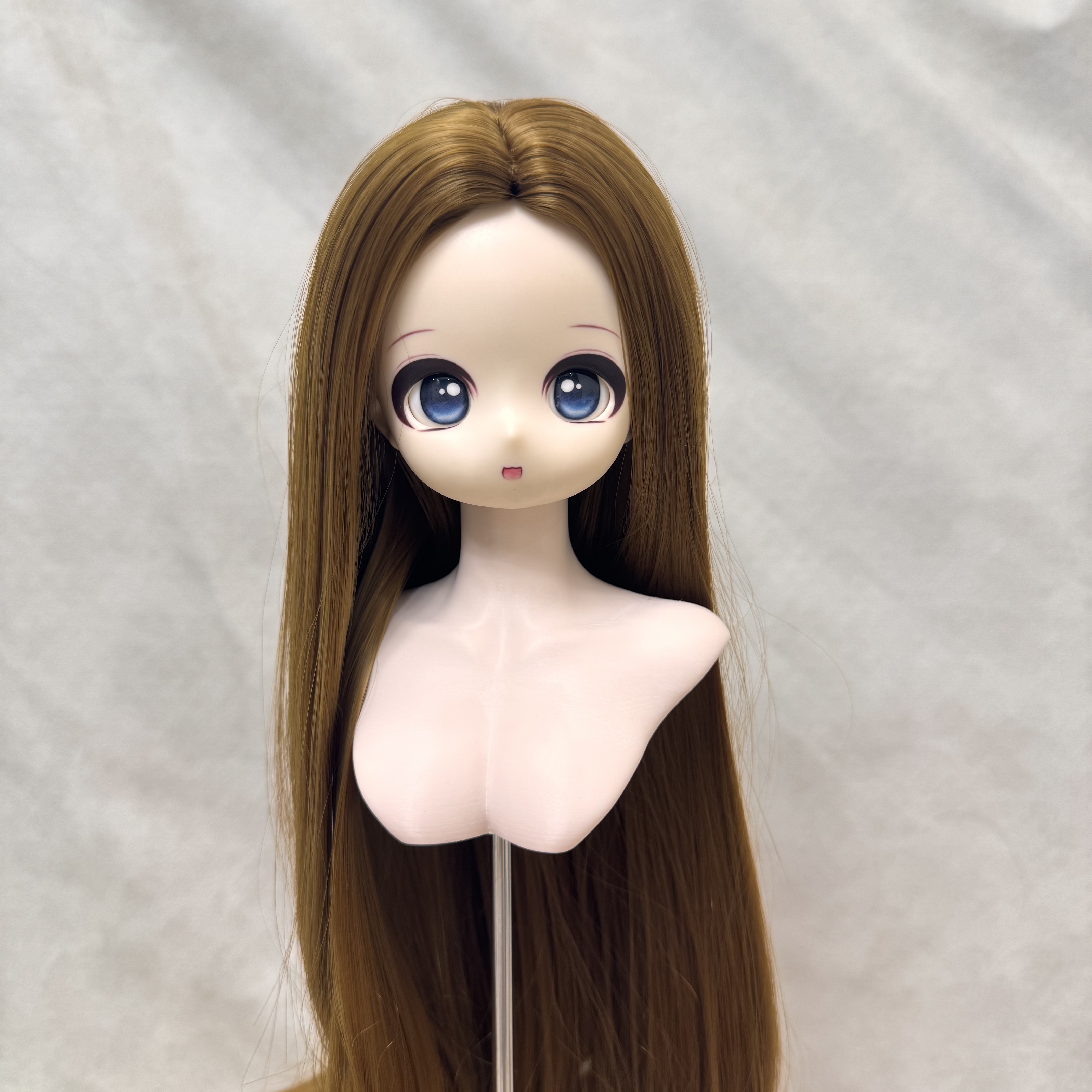 bjd叶罗丽娃用头发柔软丝中分长直发装扮假发三分四分毛胚假发