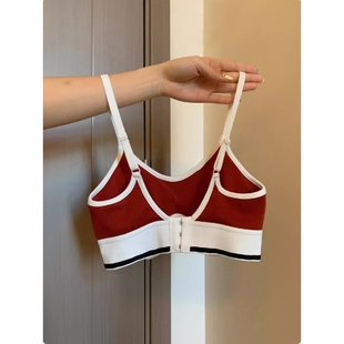 红色运动内衣女防震防下垂可外穿美背内衣收副乳聚拢胸罩夏季薄款