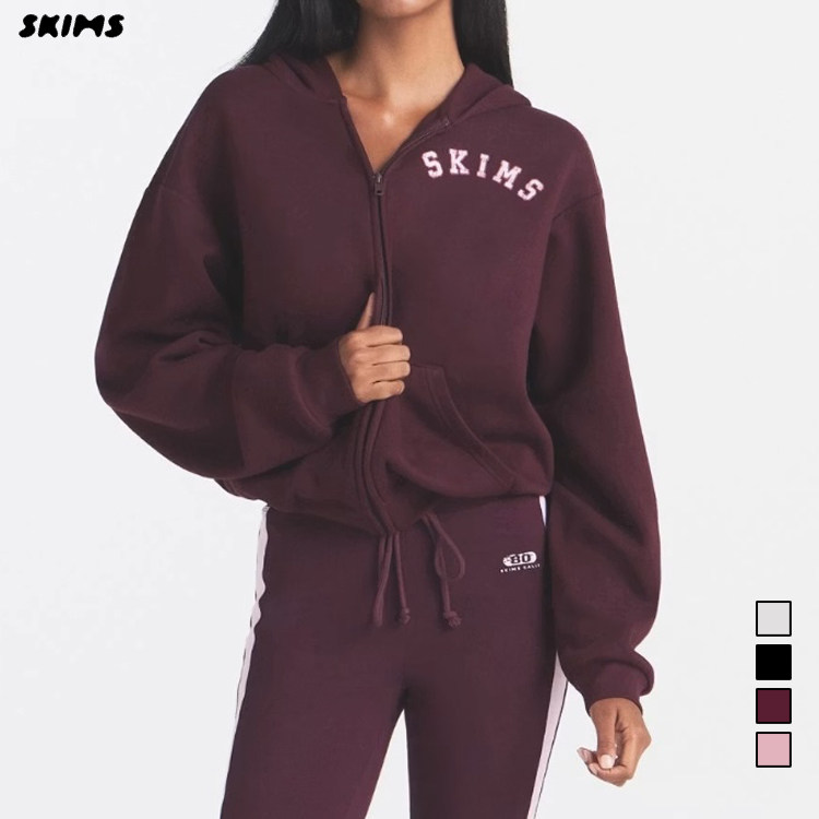 Anna同款 SKIMS CLASSIC HOODIE 连帽拉链秋冬长袖宽松卫衣套装女