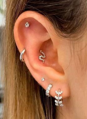 1PC Helix Ear Piercing Stud Earrings for Women Zircon Star E