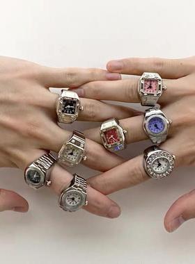 Vintage Rings Punk Elastic Sretchy Quartz Watch Rings for Wo