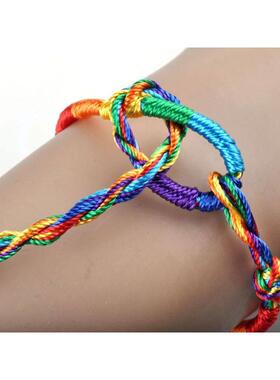 10 Pcs Multicolor Thread Braided Bracelet Rainbow Color Luck