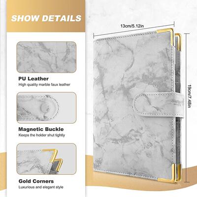 A6 PU Leather Marble Notebook Binder Budget Planner Money Or