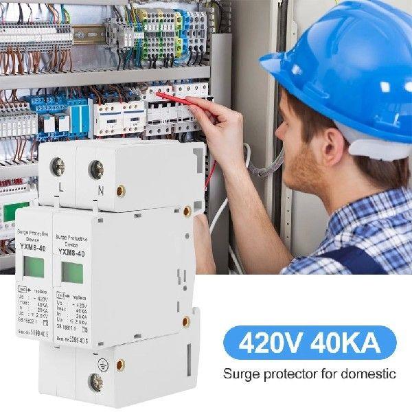AC SPD 2P 20KA~40KA 420V Solar PV Surge Protector Din Rail