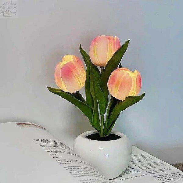 Tulip Table Lamp LED Bedside Lamp Simulation Flower Bouquet