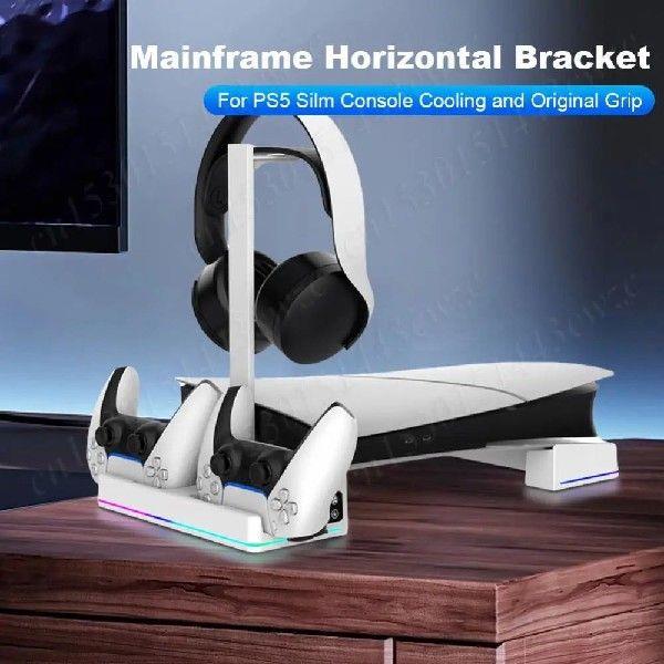 Horizontal Stand for PS5 Slim Console with Dual Controller
