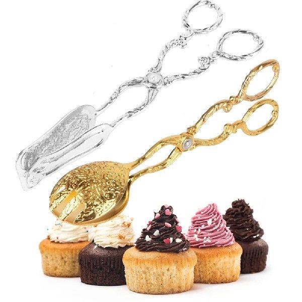 Gold-plated Vintage style Buffet Food Tong Fruit Salad Cake