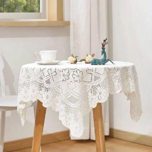 Fashion White Lace Tablecloth Cabinet Cover Tassel