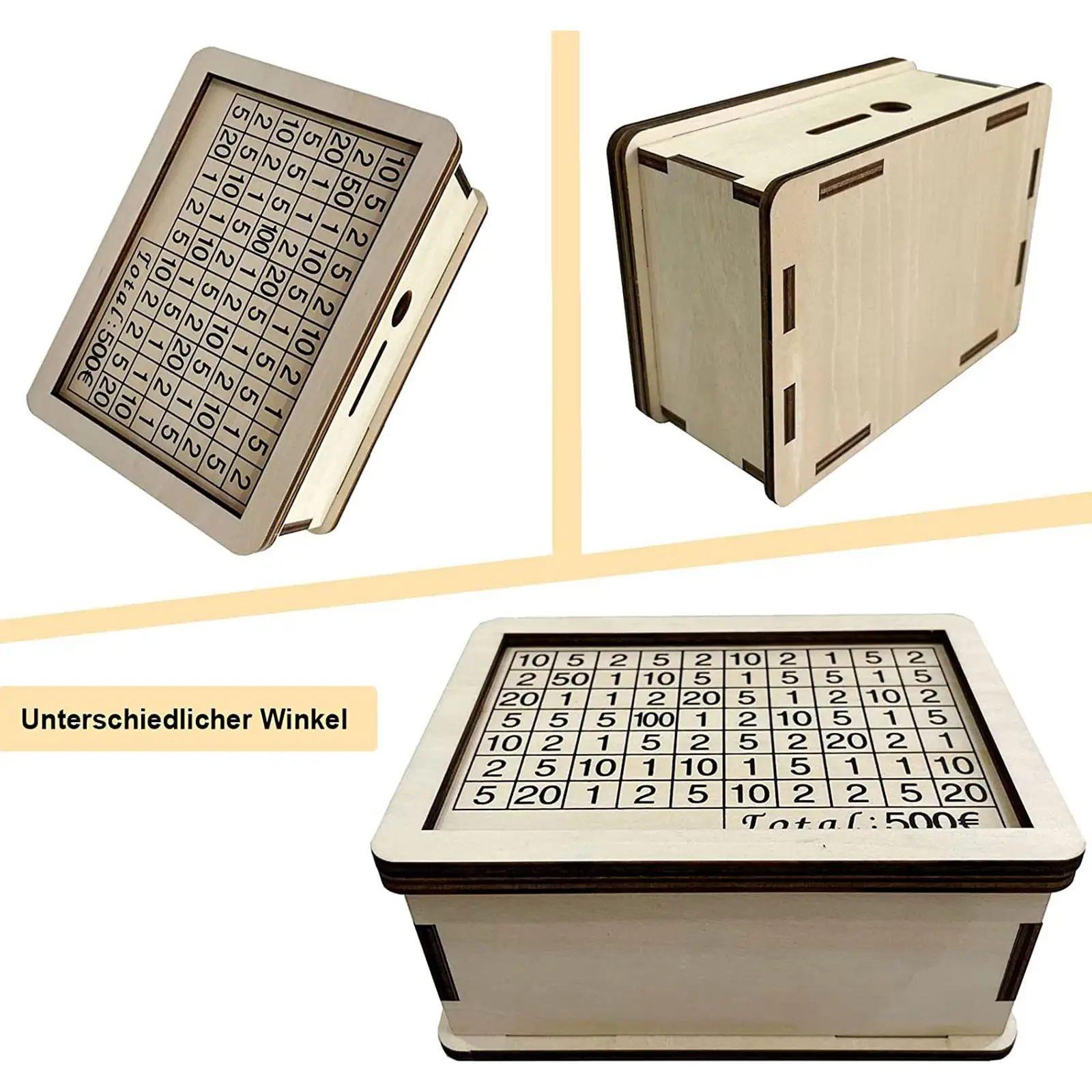 Wooden Money Box with Counting Coin Bank Retro Coin Saving P