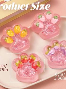 Handmade Clear Taba Squeeze Toys Fruit Cat Paw Fufu Squishy