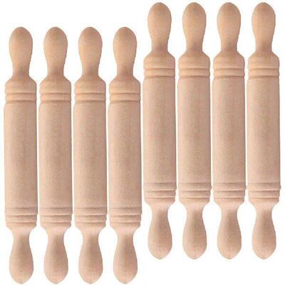 8 Pcs Toy Rolling Pin Mini House Decor Tiny Dough Roller