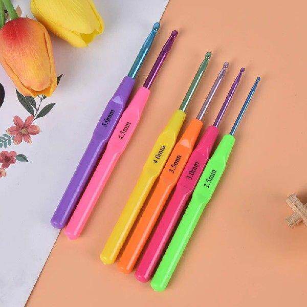 6pcs/set Multifunctional Plastic Handle Aluminum Crochet