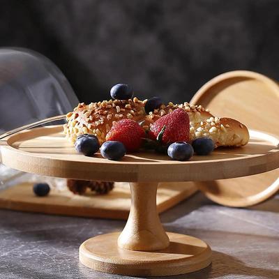Bamboo Cake Stand Tabletop Dessert Display Plate Decorative