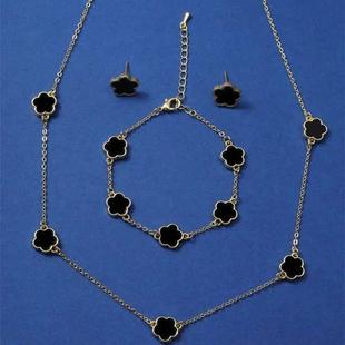 Lucky Five-petal Flower Five-leaf Clover Bracelet Earrings N