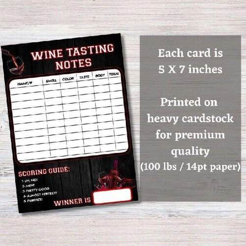 Stylish Wine Evaluation Sheets for Festive Get Togethers