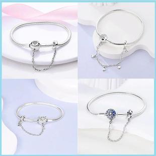 Sterling Silver Bracelet Fit Charms Butterfly Stars Moon Saf
