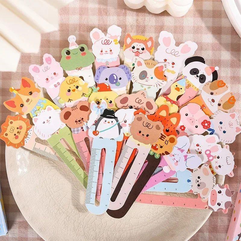 30pcs/box Kawaii Animals Bookmarks Cute Ruler Scale Pages Ho