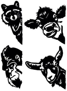 Peeping Animals Fence Art Decoration Cute Animal Metal