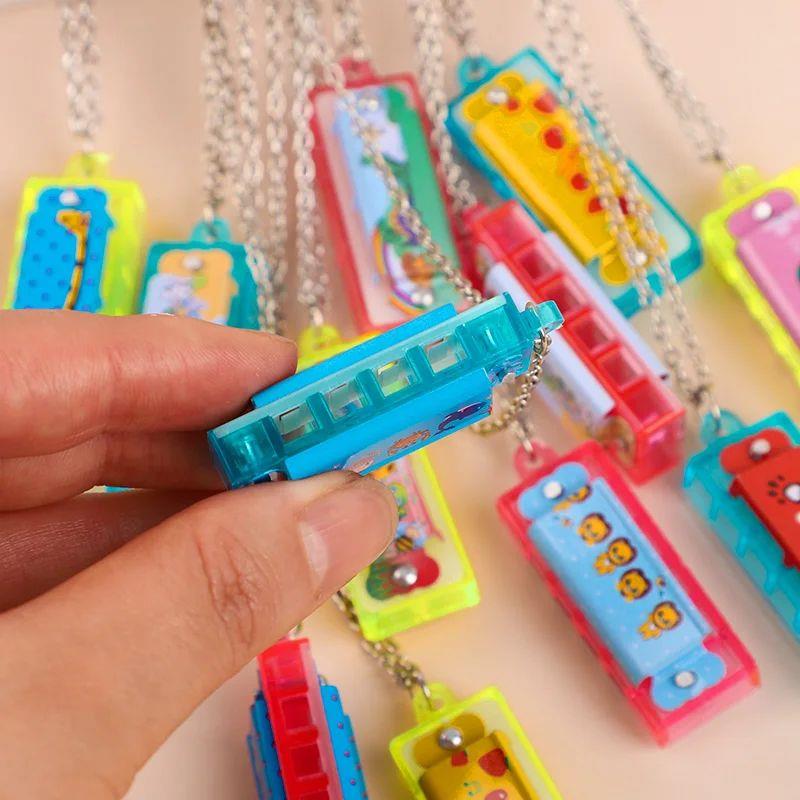 10/20Pcs Cartoon Mini Harmonica with Necklace Musical Toys