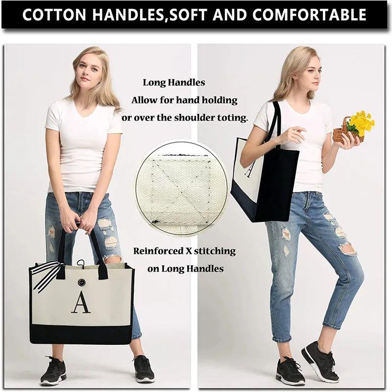 Tote Bag Fashion Totes Letters Flower Portable Beach Should