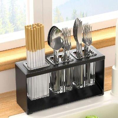 Cutlery Storage Container Kitchen Tool Rack With Separate