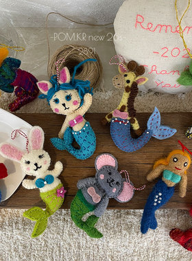 新款尼泊尔手工羊毛毡卡通动物挂件可爱儿童书包背包挂饰礼物ins