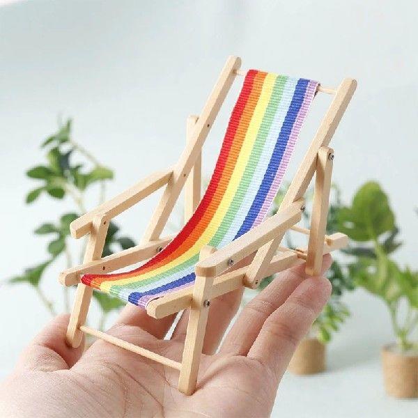 1:12 Dollhouse Rainbow Lounge Chair Foldable Beach Chair