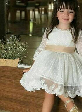 Summer Baby Toddler Kids White Dress Girls Bridesmaid Knee-L