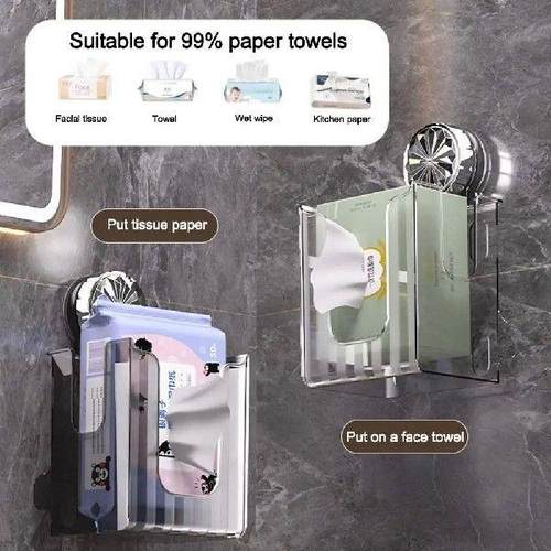 Wall Mounted Wipes Storage Box Punch-free Suction Cup