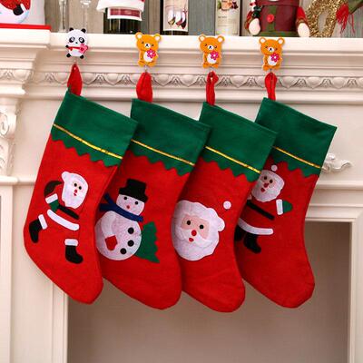 Christmas stocking Christmas gift Applique gift圣诞节礼物袜